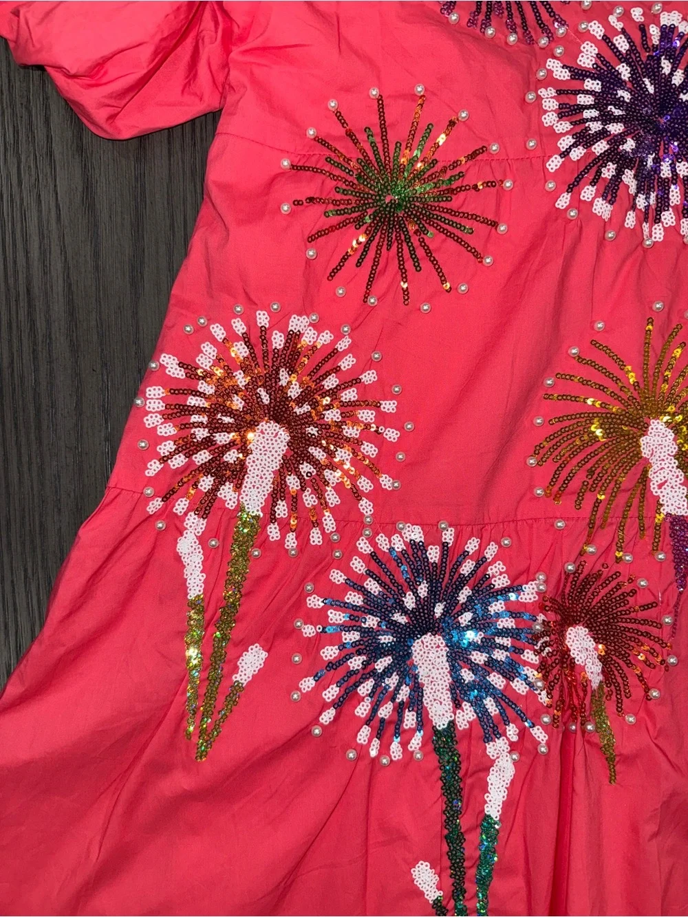 Queen of Sparkle Pink Firework Back Dress Size S Maximalist Festive Party Sequin - Picture 7 of 12